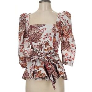 Cara Cara Lauren Square-Neck Peplum Blouse